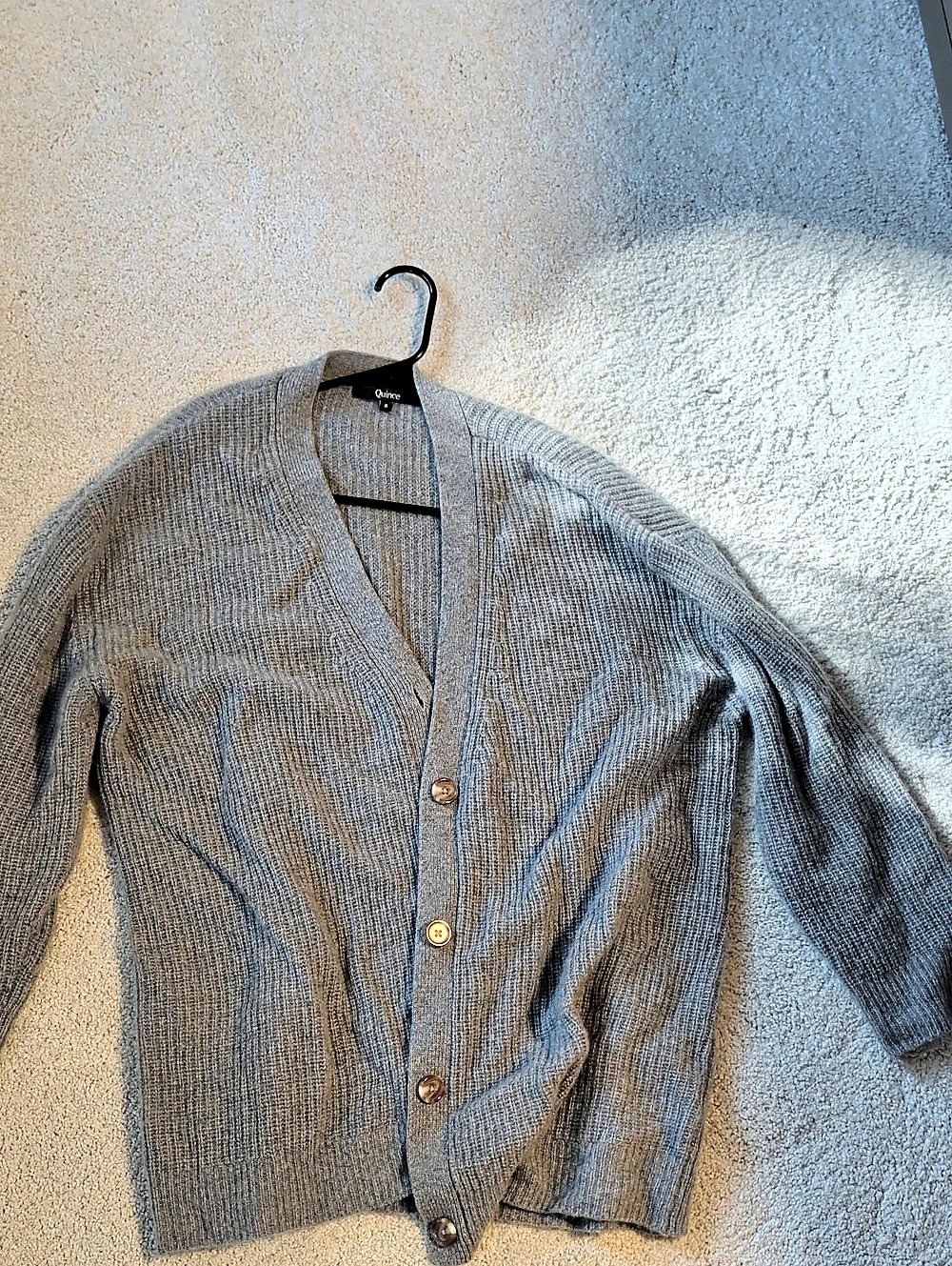 Quince Mongolian Cashmere Oversized Boyfriend Cardigan Sweater Boyfriend